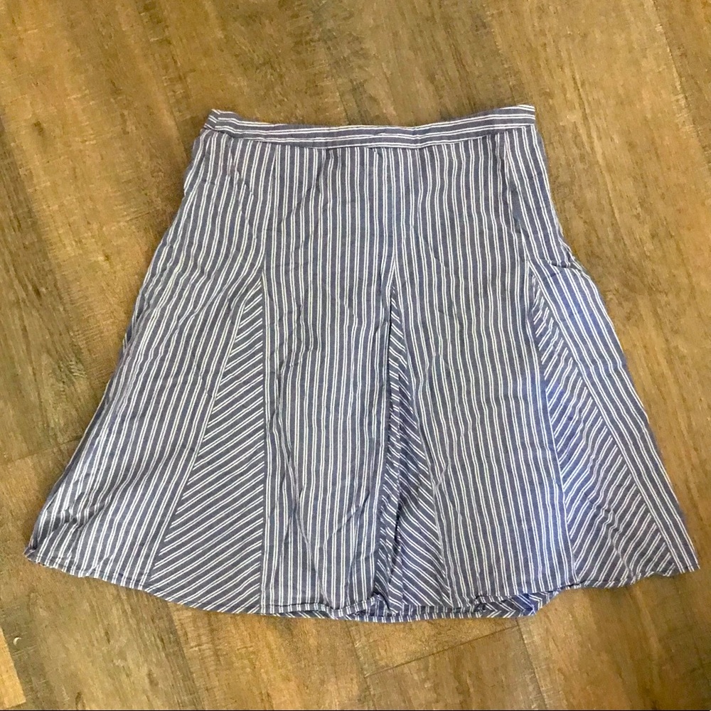 5/$25 Seersucker Coastal Striped A Line Preppy Skirt â˘Blue White ⢠Classy